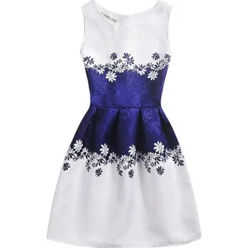 Dívčí šaty Dívčí šaty s květinami - Modro-bílé 5