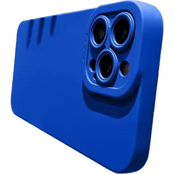 Pouzdro na mobilní telefon Matný silikonový kryt s ochranou objektivu pro iPhone 15 Pro modrá