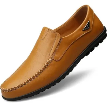 Pánské polobotky Pánské kožené mokasíny J2124 světle hnědá 38