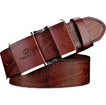 Opasek Pánský kožený opasek 120 x 3,8 cm Elegantní pásek z pravé kůže Hladká kovová přezka Klasický styl Pro formální i každodenní nošení tmavě hnědá