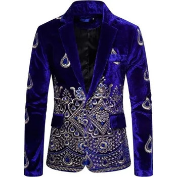 Pánské sako se vzorem F386 tmavě modrá S 1