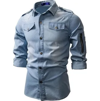 Pánská košile Pánská džínová košile F567 světle modrá M