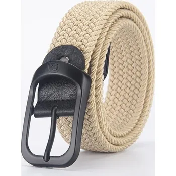 Opasek Tkaný elastický pásek unisex 3,3 cm Černý textilní opasek s kovovou přezkou Pružný módní doplněk k džínám kalhotám i šortkám béžova 110 cm
