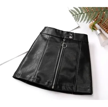 Dívčí sukně Dívčí kožená sukně L1064 černá 12