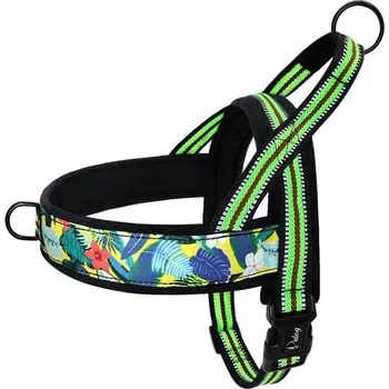 Obojek pro psa Měkký polstrovaný výcvikový postroj Nastavitelný reflexní postroj s držadlem Pestrobarevný bezpečnostní postroj pro malé a velké psy černá XS