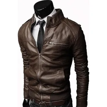 Pánská větrovka Pánská kožená bunda F1092 tmavě hnědá S