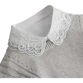 Kravata Falešný límec pro ženy s krajkou Elegantní odnímatelný límeček Dekorativní límec ke svetru halence šatům Romantický doplněk bílá