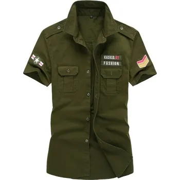 Pánská košile Pánská košile s krátkým rukávem F807 armádní zelená XS