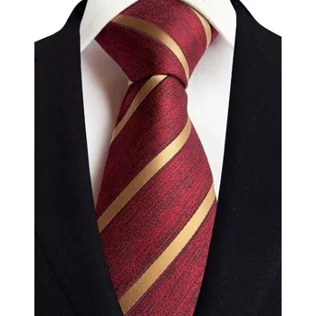 Kravata Hedvábná společenská kravata se zlatými pruhy 145 x 8 cm Luxusní pánská kravata do obleku Elegantní kravata Formální doplněk pro muže