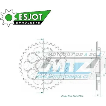 Rozeta ocelová (převodník) 0751-40zubů ESJOT 50-32075-40 - Ducati 748 + 800 Monster S2R + 848 Evo + 848 Streetfighter + 916 Strada Biposto + 916 Strada SPS + 950 Hypermotard 95-0751-40-ES