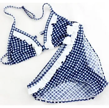 Dívčí plavky Dívčí kostkované bikiny J1887 modrá 10