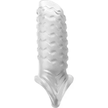 Vibrátor Návlek na penis s vlnkováním a škrtícím kroužkem pro prodloužení, stimulaci a pevnější erekci při intimních chvílích Diskrétní balení bílá