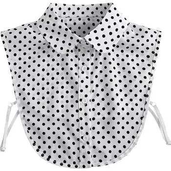 Kravata Falešný límec pro ženy s puntíky Zaoblené špičky Elegantní odnímatelný límeček Dekorativní límec ke svetru halence šatům bílá