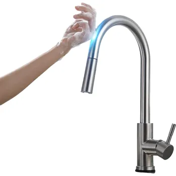 Dřezová vodovodní baterie bezdotyková stříbrná