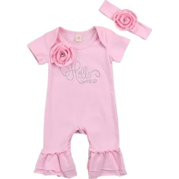 Kojenecký overall Dívčí kojenecký overal s čelenkou - růžový T2606 3-6 měsíců