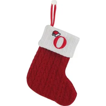 Vánoční dekorace Vánoční punčochy s písmeny Pletené červené ponožky s iniciálem Vánoční závěsné ozdoby Punčochy na dárečky Vánoční závěsné ponožky 20 x 10 cm O