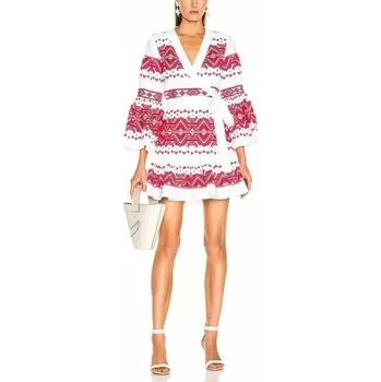 Dámské šaty Originální mini šaty s dlouhým rukávem červená M