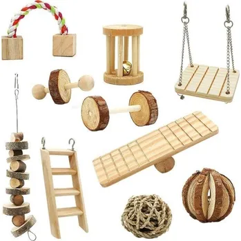 tréninková pomůcka pro psa Sada dřevěných hraček pro hlodavce 10 ks