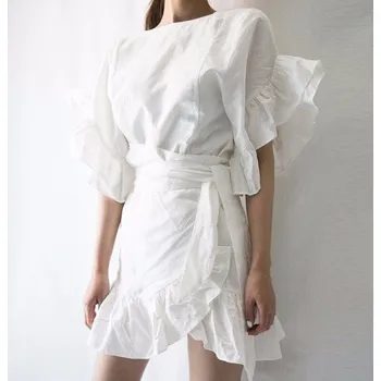 Dámské šaty Volánkové letní mini šaty bílá