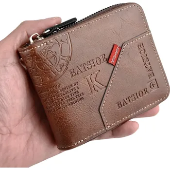Peněženka Pánská peněženka na zip PU kůže s kapsou na mince a kartami Praktická pánská peněženka se zipem Moderní peněženka pro muže světle hnědá