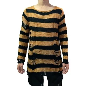 Pánský svetr Pánský svetr s dírami F182 zlatá