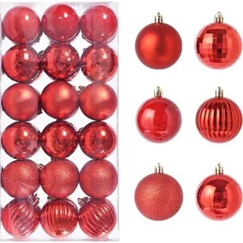 Vánoční dekorace Sada vánočních ozdob 36 ks 4 cm červená