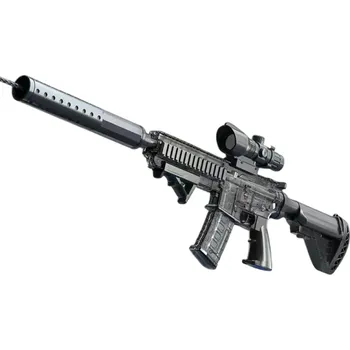 Dětská zbraň Dlouhá elektrická vodní pistole Vodní samopal s tlumičem, zaměřovačem, bubnovým a klipovým zásobníkem USB nabíjení Dobíjecí baterie