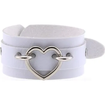 Náramek Kožený náramek se srdcem bílá