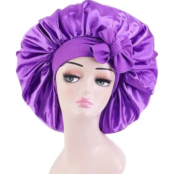 Sprchovací čepice Dámská saténová noční čepice fialová