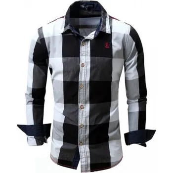 Pánská košile Pánská kostkovaná košile J2599 tmavě šedá S