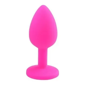 Vibrátor Silikonový anální kolík s odnímatelným kamínkem velikost S 2,8x7,5 cm diskrétní balení růžová