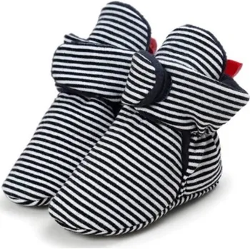 Dívčí bačkory Dětské zimní capáčky s proužky černá 12-18 měsíců