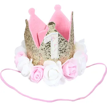 Karnevalový doplněk Třpytivá narozeninová čepička první rok zlatá