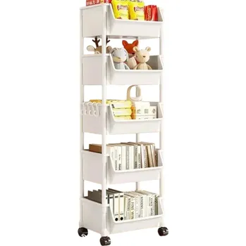 Úložný box Vozík s 5 policemi plastový koupelnový organizér, kuchyňský stojan 113 x 30 x 20 cm