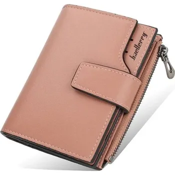 Peněženka Stylová peněženka s 15 přihrádkami na karty, kapsou na mince se zipem a přihrádkou na bankovky rozměry 10 x 12,5 x 2 cm růžová