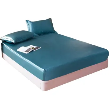 Prostěradlo Saténové prostěradlo 90 x 200 cm tyrkysová