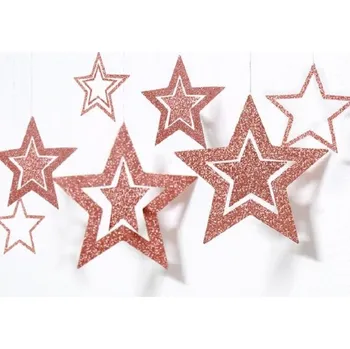 Vánoční dekorace Závěsná dekorace s hvězdami růžová