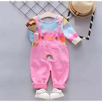 Dívčí tričko a kalhoty s laclem tmavě růžová 12-24 měsíců