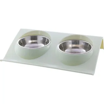Miska pro psa Dvojitá miska pro psy a kočky C789 zelená