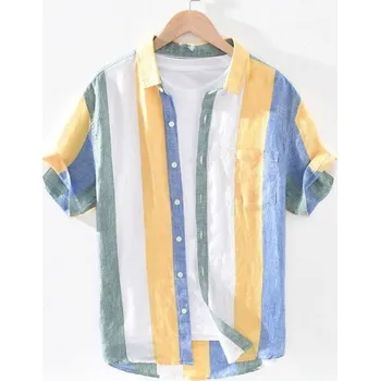 Pánská košile Pánská pruhovaná košile F609 žlutá XL