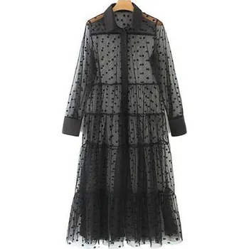 Dámské šaty Průsvitné tylové šaty černá XL