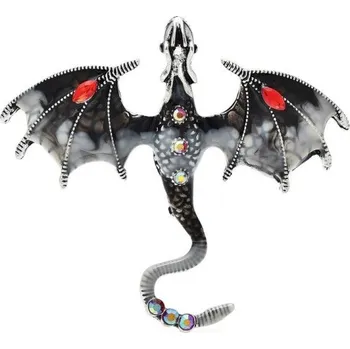 Brož Brož ozdobený drak šedá