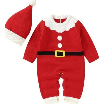 Kojenecký overall Kojenecký vánoční overal s čepicí T2630 červená 3-6 měsíců