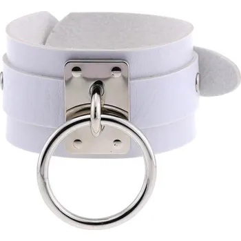 Náramek Kožený široký náramek bílá