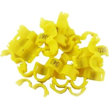 Hračka pro ptáka Sada 20 ks barevných kroužků 2,7mm na nohy ptáků Plastové klipy na kroužkování holubů, kanárků a papoušků Identifikační značky pro ptáky žlutá