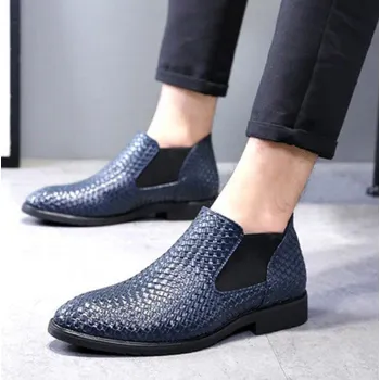 Pánské polobotky Pánské Chelsea boty A1848 tmavě modrá 45