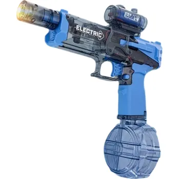 Dětská elektrická vodní pistole se světlem na senzor Zaměřovač Bubnový zásobník Dobíjecí baterie USB nabíjení Letní vodní hračka modrá