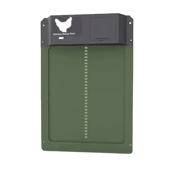 Příslušenství ke kleci pro ptáka Automatická dvířka ke kurníku se světelným senzorem Samootvírací dvířka pro slepice 35 x 23,9 cm tmavě zelená