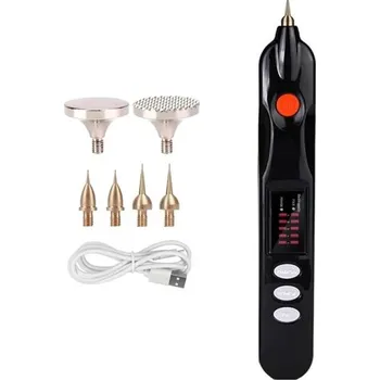 Masáž Elektrické pero na černé tečky a pigmentové skvrny 6 hlavic 5 rychlostí 800 mAh USB kosmetický přístroj pro domácí péči černá