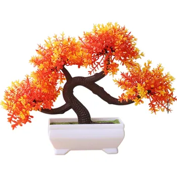 umělá květina Malý umělý strom v květináči 1 ks Simulovaná dekorativní plastová rostlina Falešná květina Stolní ozdoba Domácí hotelová zahradní výzdoba oranžová